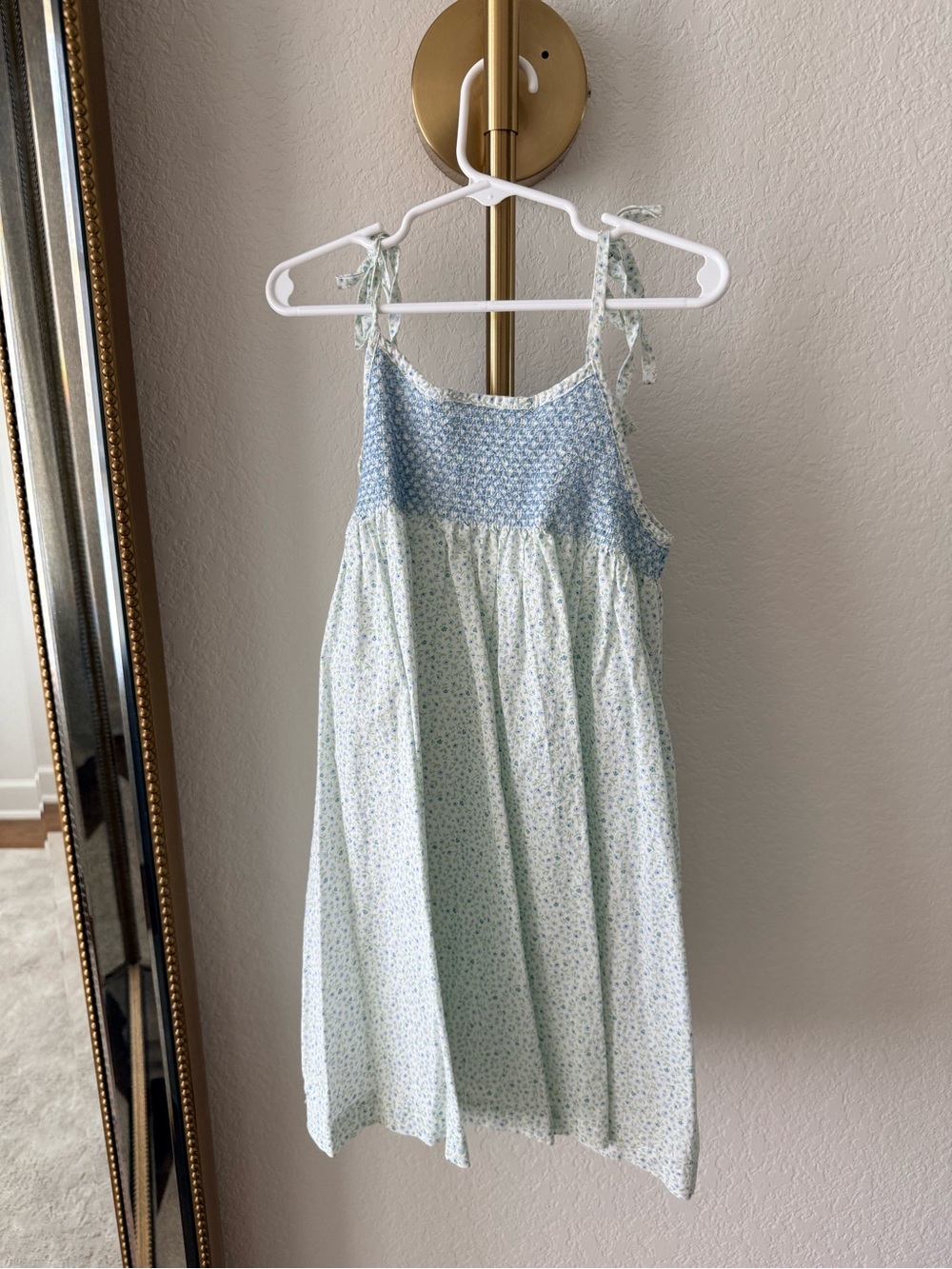 Minnow Girls' Light Blue Floral Tie-Shoulder Sundress
